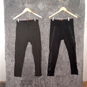 Spanx Bundle Of Two Compression Leggings Black N Gray Womens Medium